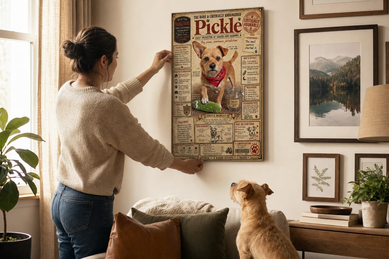 Personalized Field Guide poster hanging on a wall