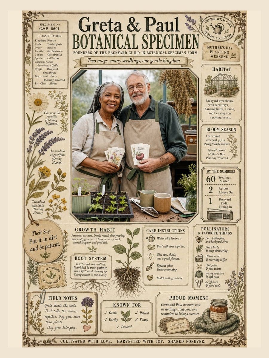 Botanical Specimen poster for Greta & Paul